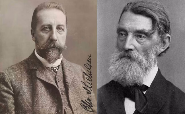 Venstre: Oslo Museum: image no. OB.F19385 (Byhistorisk samling), via oslobilder.no. Høyre: Johan Sverdrup Av Ukjent – Oscar II: Mina memoarer II. Stockholm 1961., Offentlig eiendom.